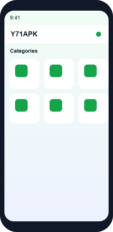 Y71APK categories screen placeholder